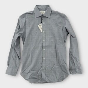 MJ Bale Dress Shirt Mens 39 Athletic Pearce Navy‎ Blue Cotton Australia LS NEW